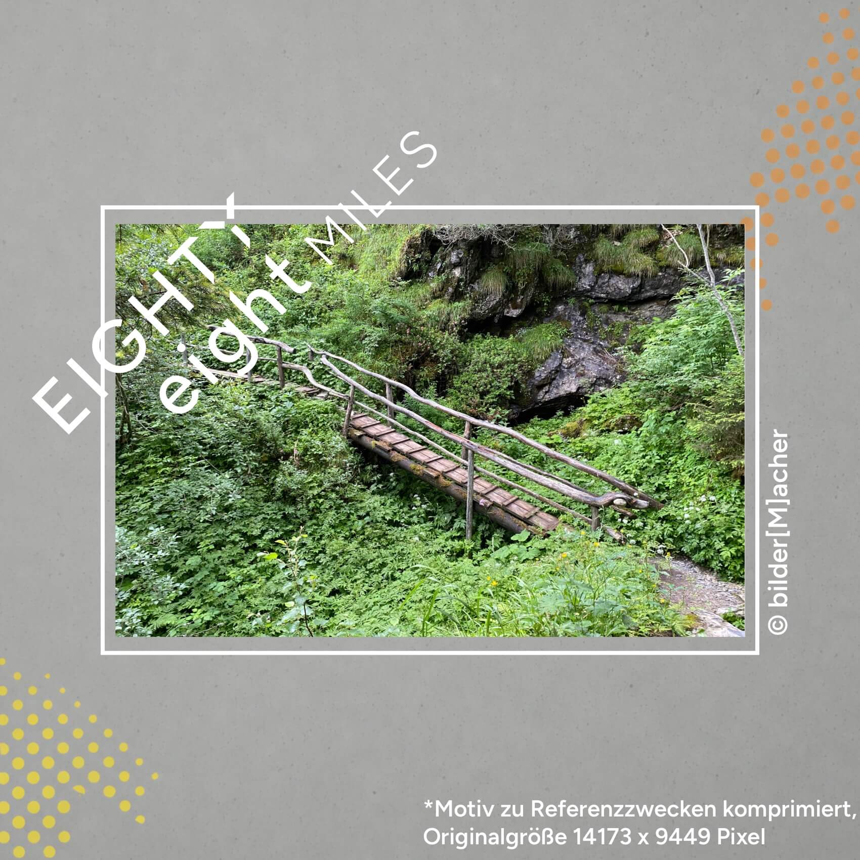 Wandbild einer Brücke welche durch einen Wald geht
