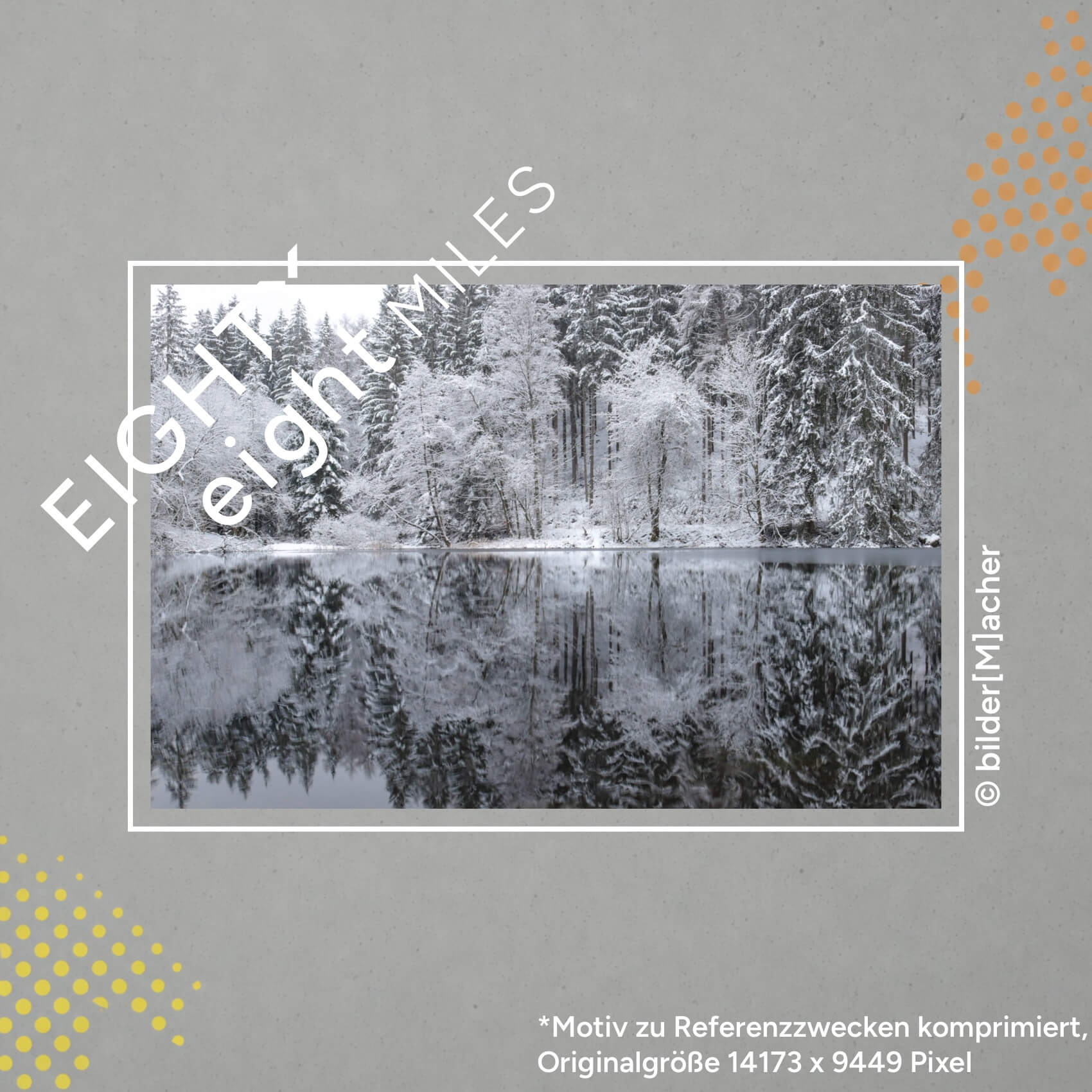 Wandbild einer Winterlandschaft mit teich