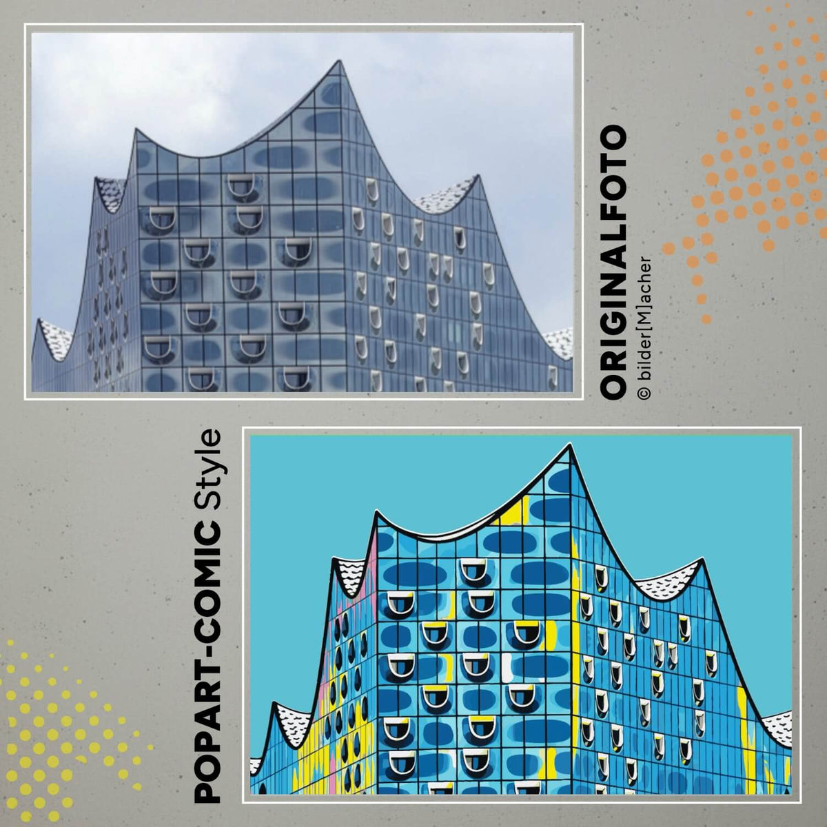 Wandbild der Elbphilharmonie in Hamburg im modernen Popart stil
