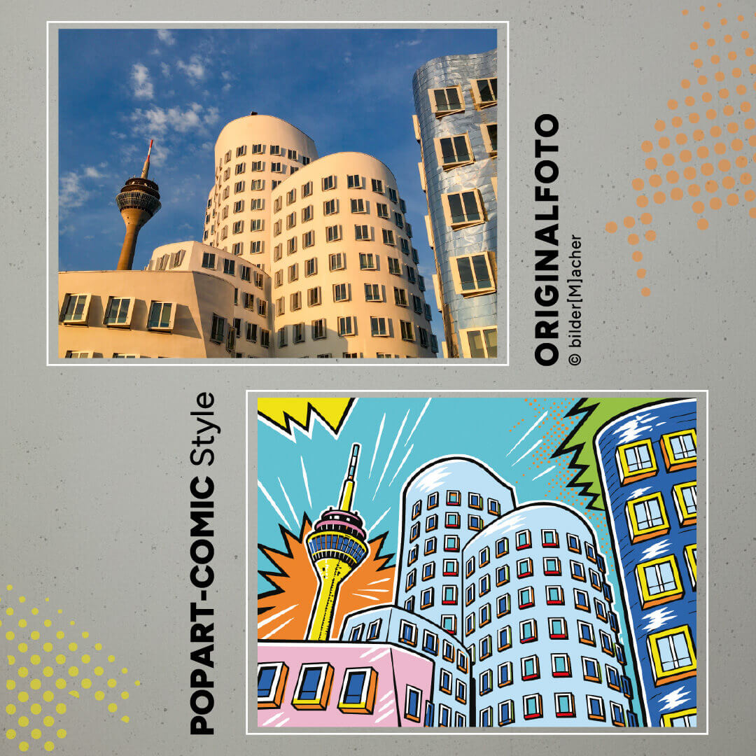 Wandbild Düsseldorf: Medienhafen meets Popart