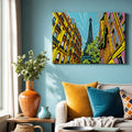 [ai-modified;e:living-room] Wandbild Paris meets Popart in einer Wohnsituation