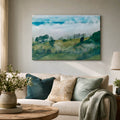 [ai-modified;e:living-room] 88Miles Wandbild Nebel im Mittelgebirge in einer Wohnsituation
