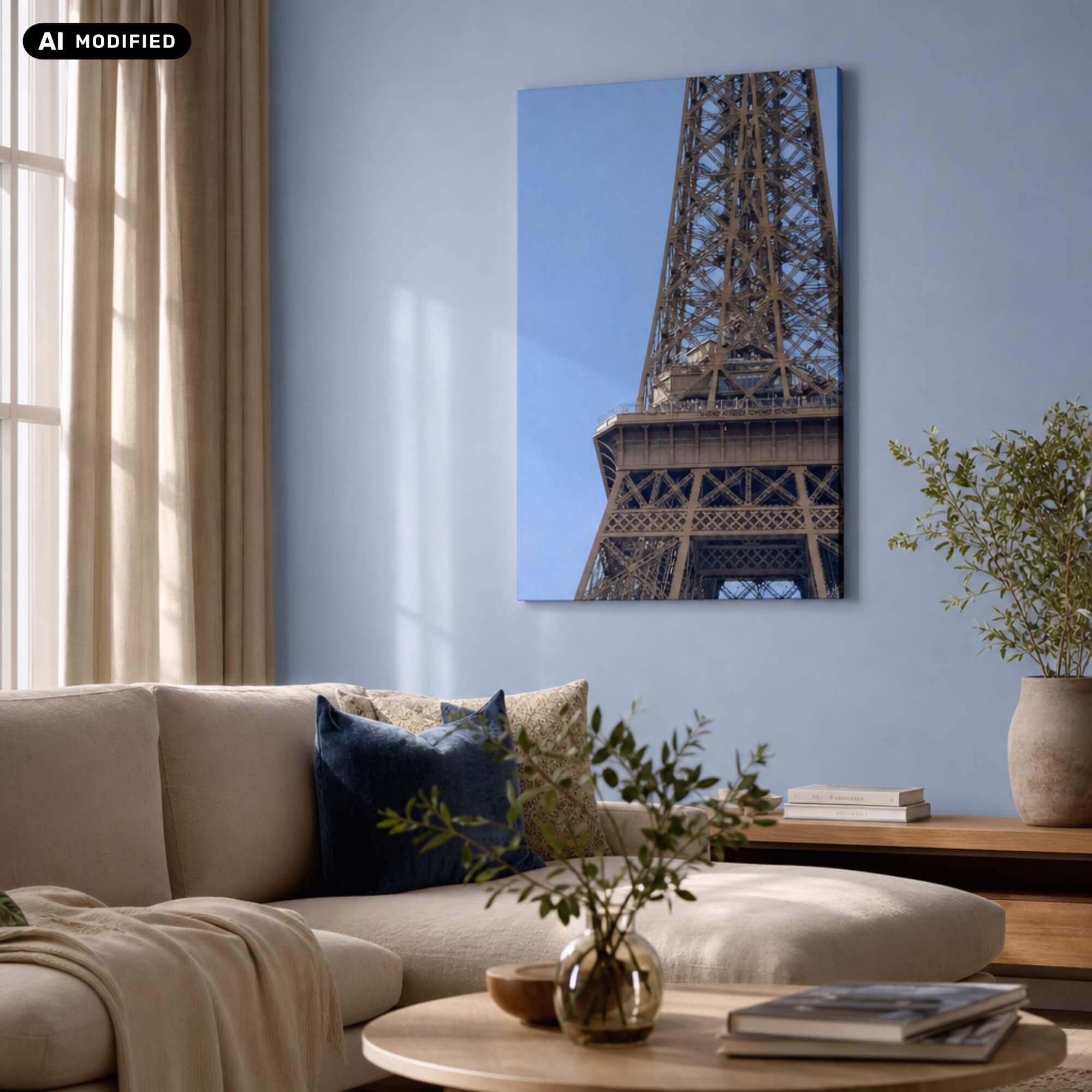 Wandbild Turmgeometrie in einer Wohnsituation