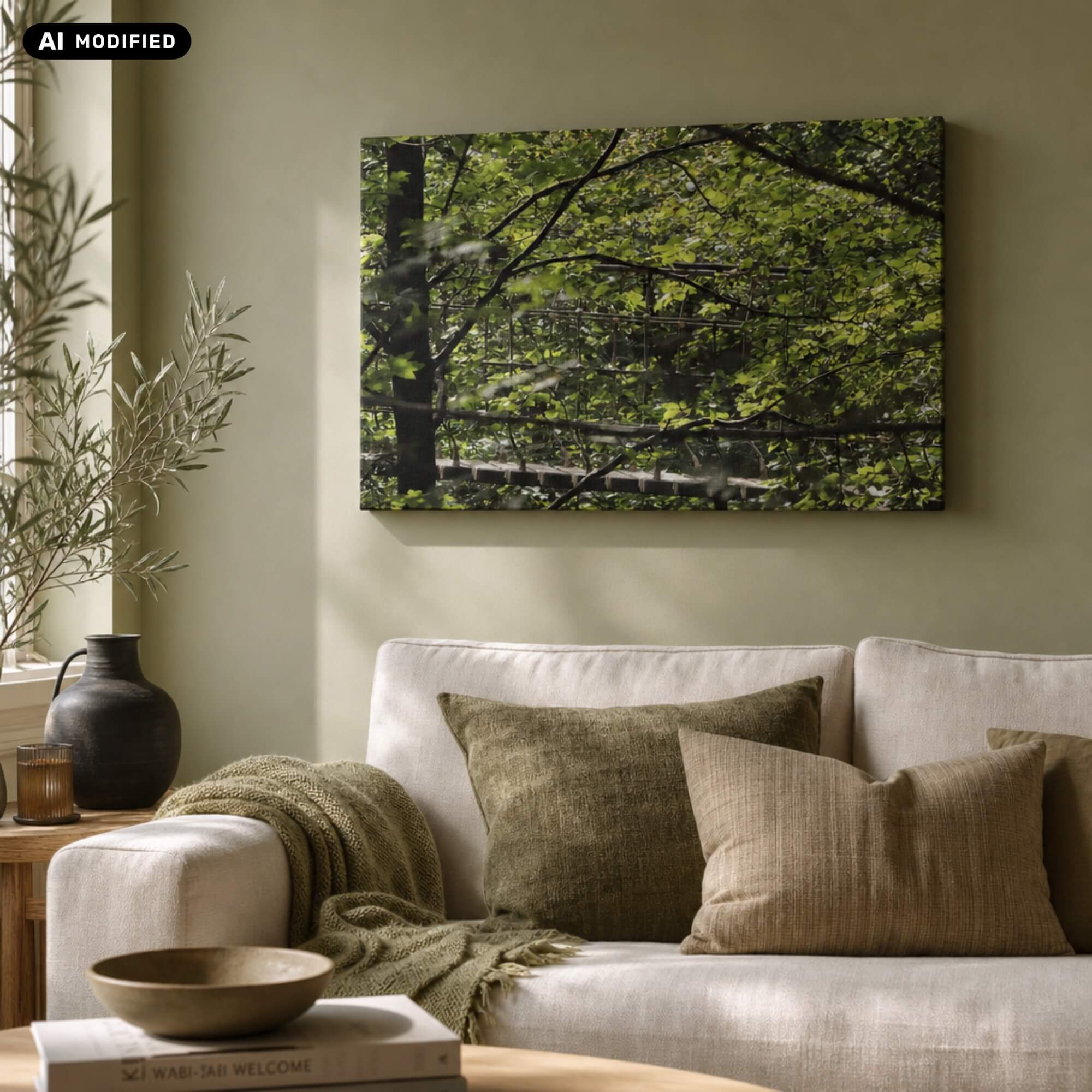 Wandbild versteckt im wald in einer Wohnsituation