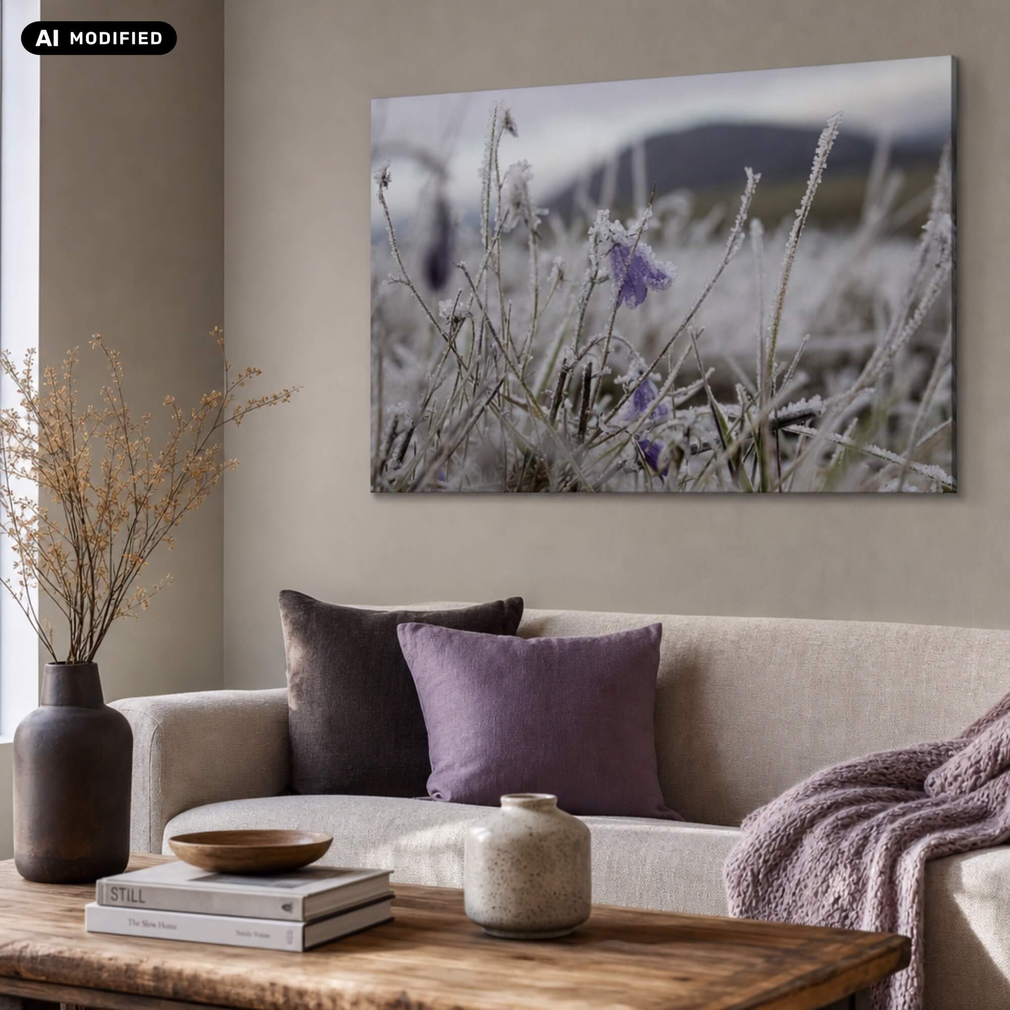 Wandbild DMC Masterpieces: Frostviolett in einer Wohnsituation