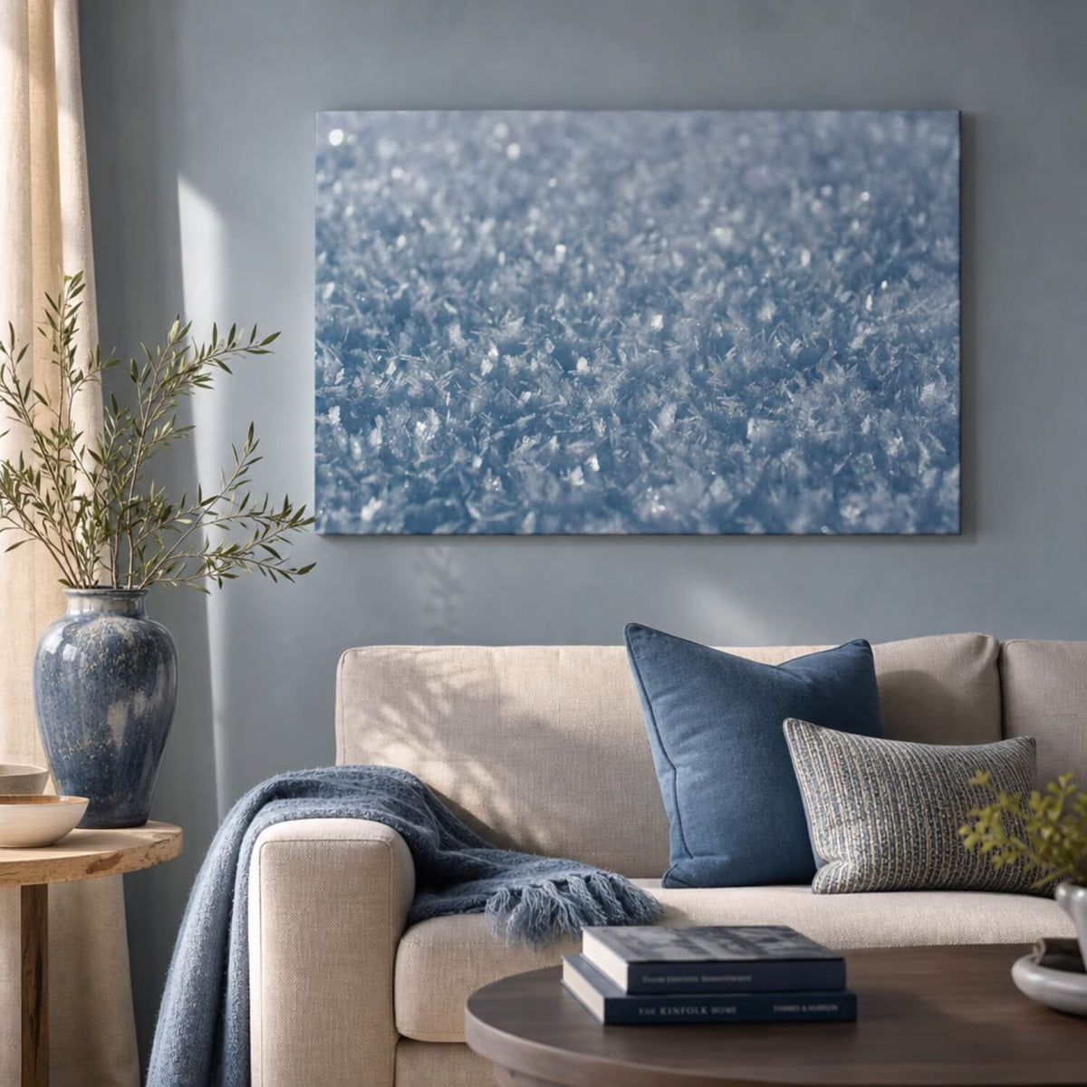 [ai-modified;e:living-room] Wandbild DMC Masterpieces in einer Wohnsituation