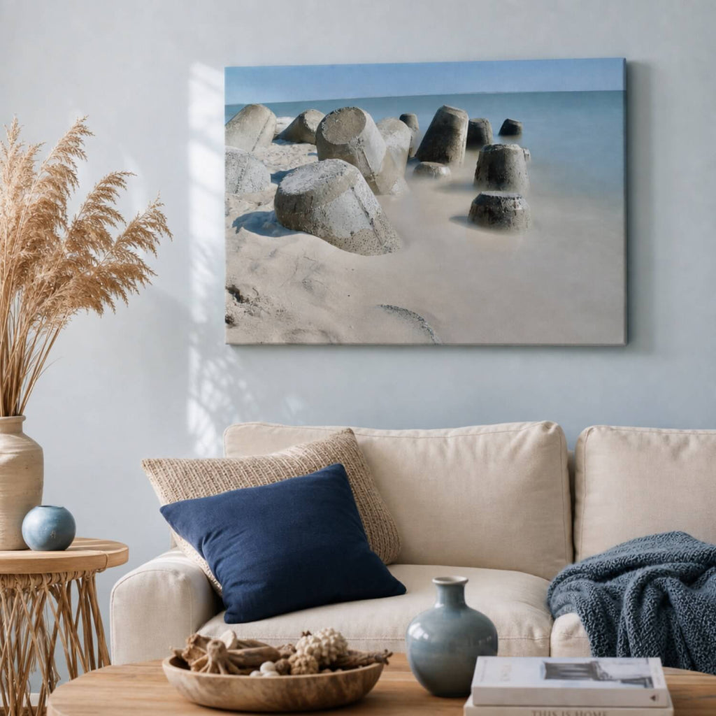 [ai-modified;e:living-room] 88Miles Wandbild Massive Ruhe in einer Wohnsituation