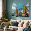 [ai-modified;e:living-room] Wandbild Tower Bridge meets Popart in einer Wohnsituation