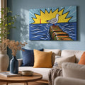 [ai-modified;e:living-room] Wandbild möwe meets popart in einer Wohnsituatiojn