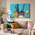 [ai-modified;e:living-room] 88Miles Wandbild Düsseldorf meets Popart in einer Wohnsituation