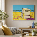 [ai-modified;e:living-room] 88Miles Wandbild Strandkorb meets Popart in einer Wohnsituation