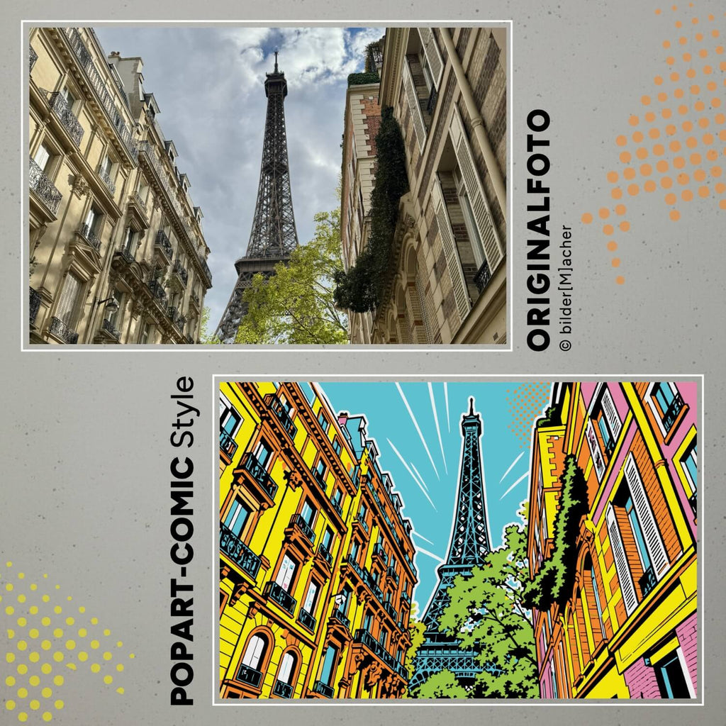 Wandbild von Paris im Popart stil.