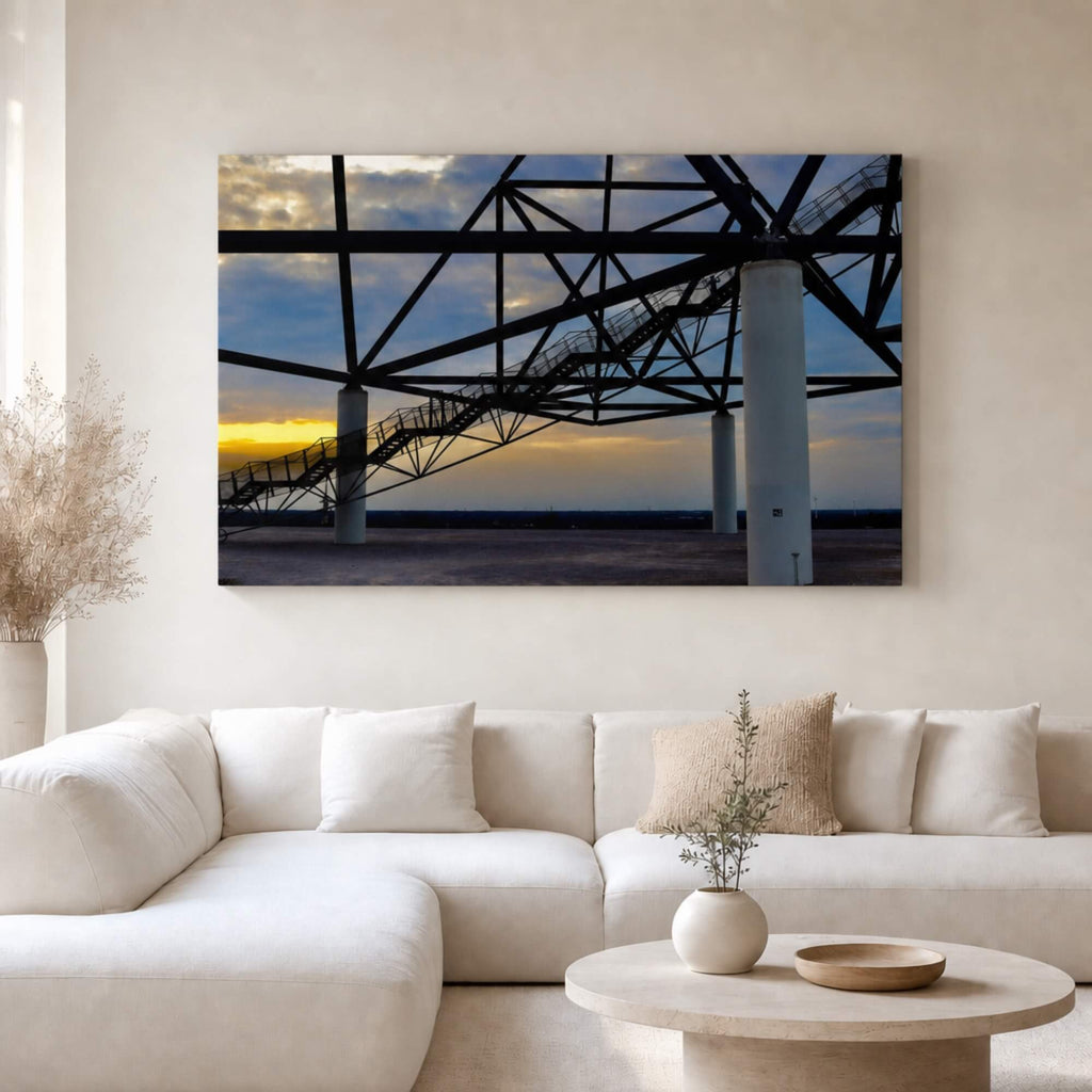 [ai-modified;e:living-room] In einer hellen Wohnsituation hängt das Wandild: DMC Masterpieces: Stairway to the top
